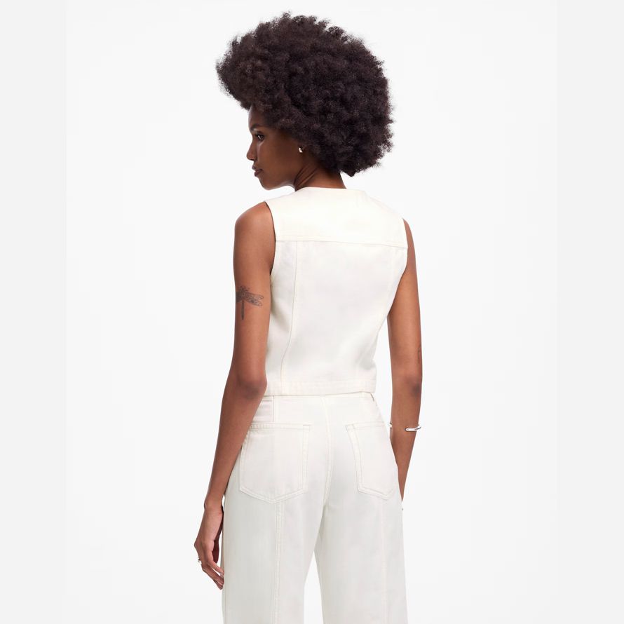 madewell beschnitten luftige denim damen weste white