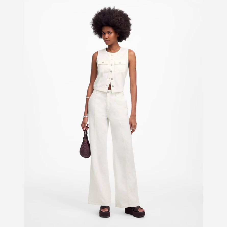 madewell beschnitten luftige denim damen weste white