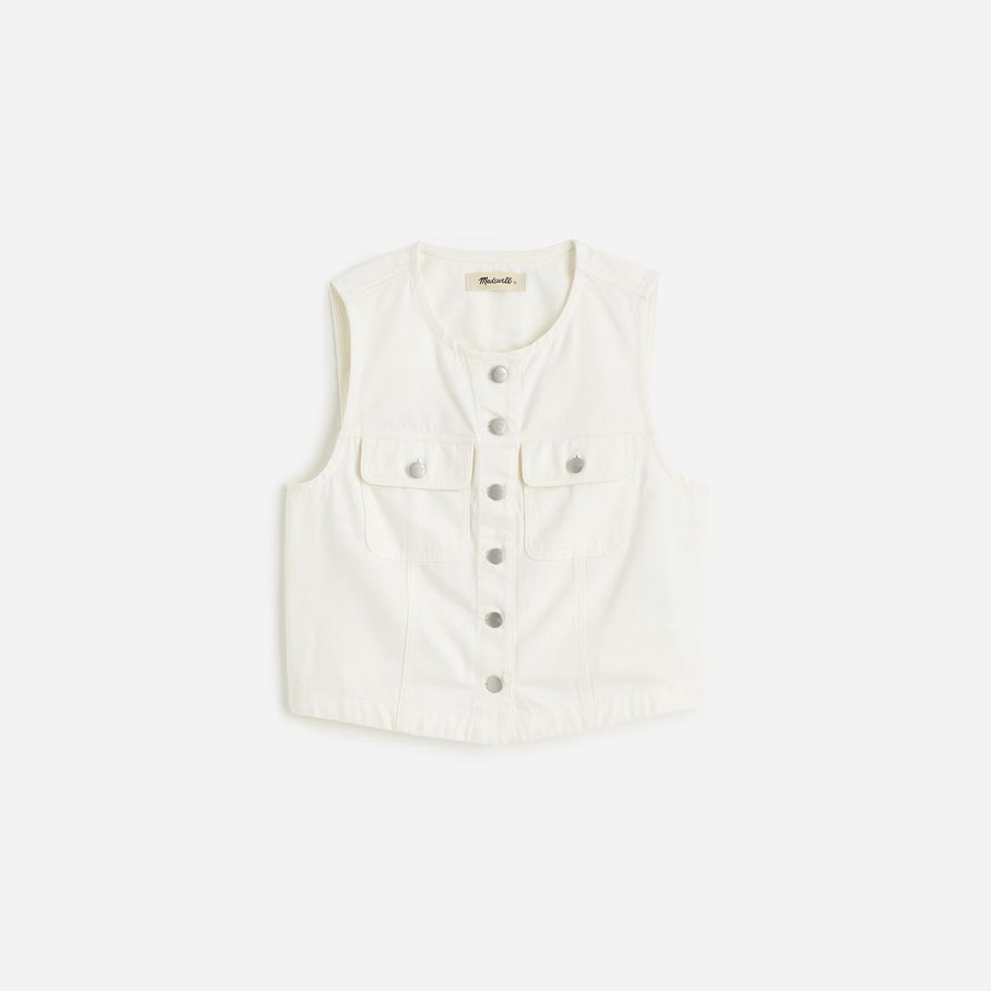 madewell beschnitten luftige denim damen weste white