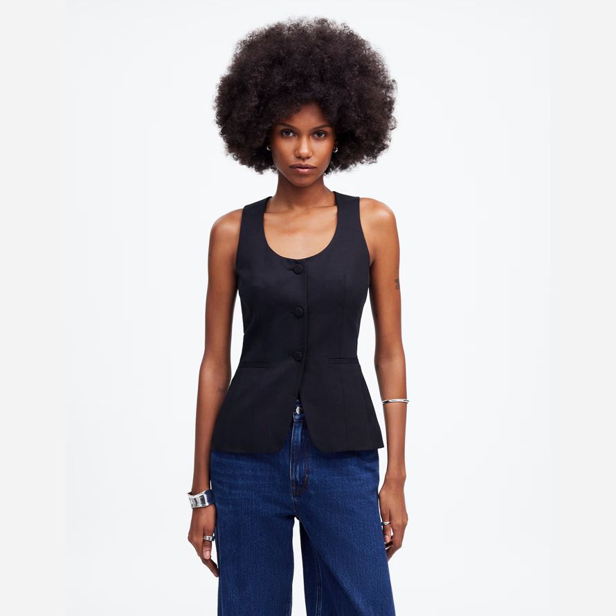 schwarz madewell scoopneck cutaway damen weste