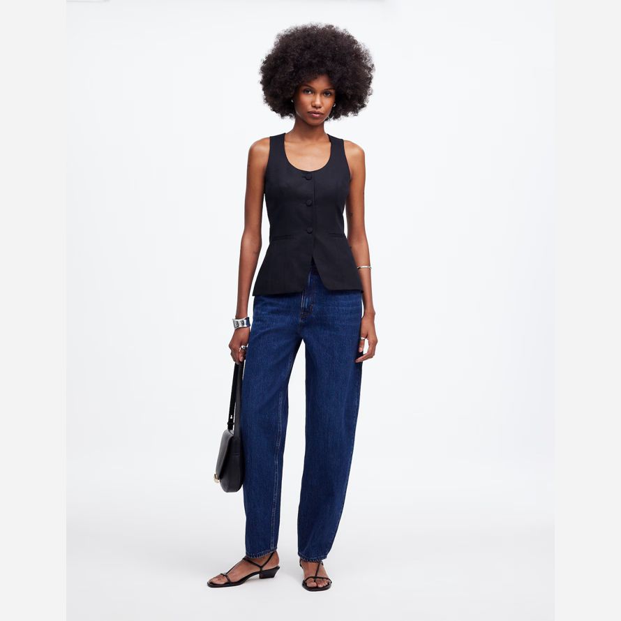 schwarz madewell scoopneck cutaway damen weste