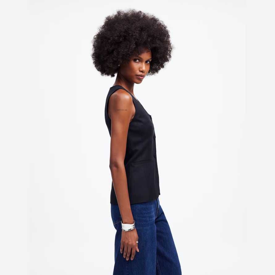 schwarz madewell scoopneck cutaway damen weste