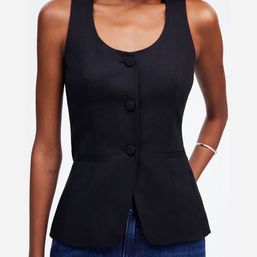 schwarz madewell scoopneck cutaway damen weste