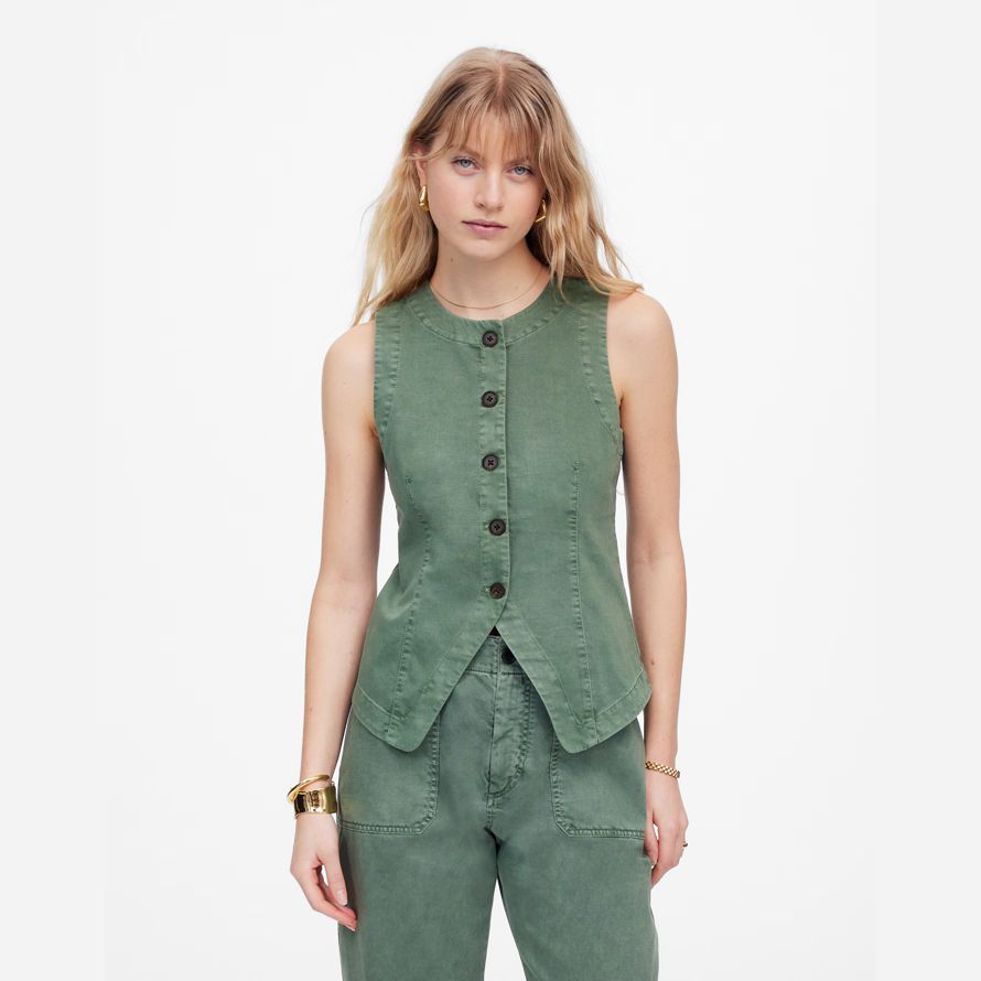 madewell grün twill crewneck womens vest