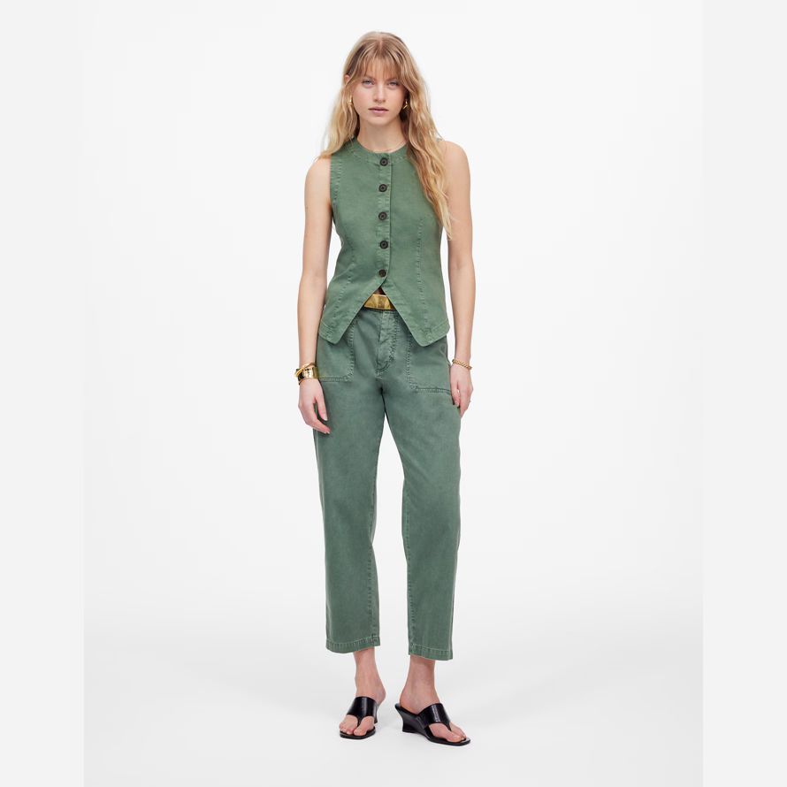 madewell grün twill crewneck womens vest