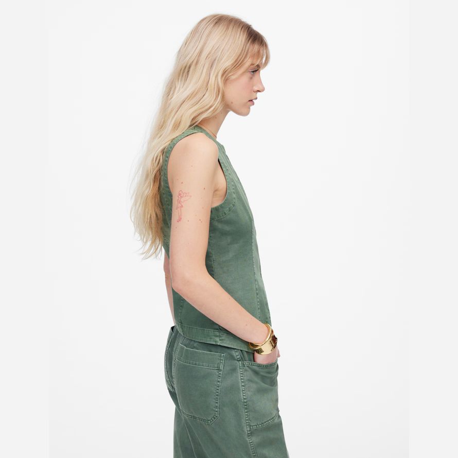 madewell grün twill crewneck womens vest