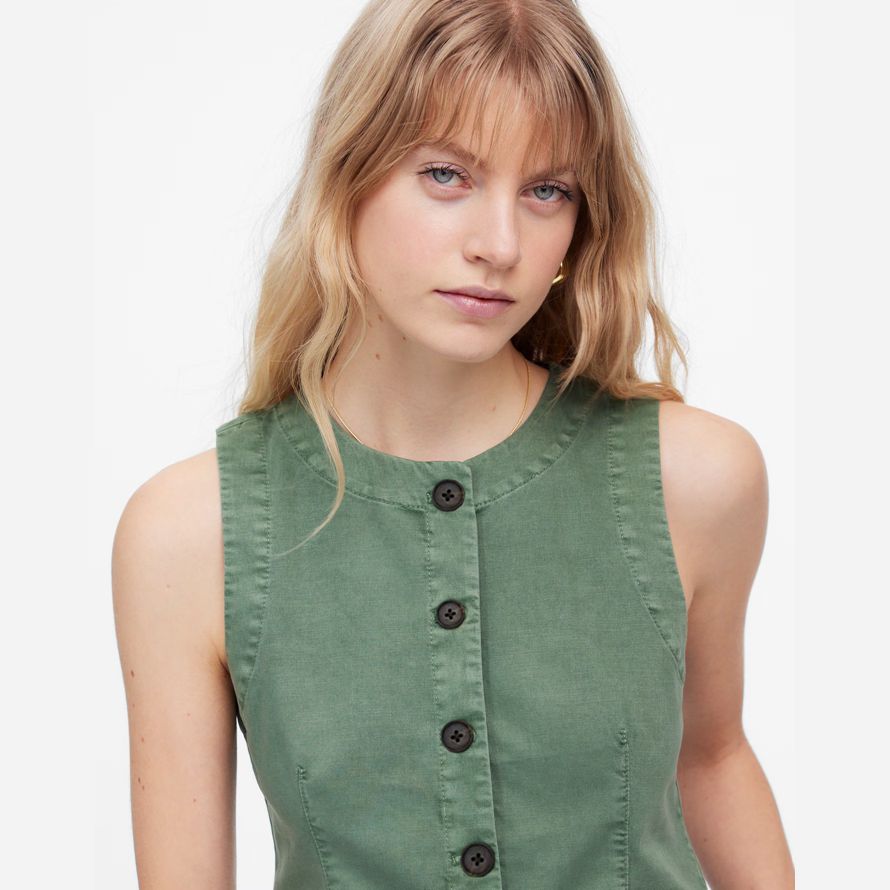 madewell grün twill crewneck womens vest