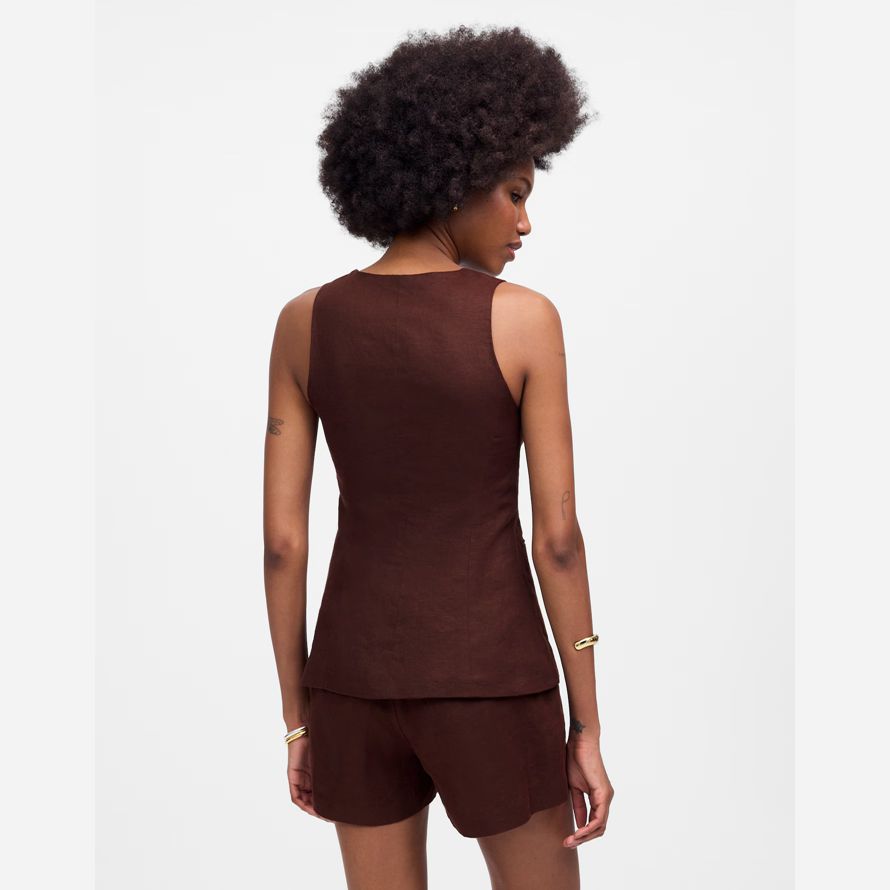 madewell leinen scoopneck cutaway womens vest-schokolade