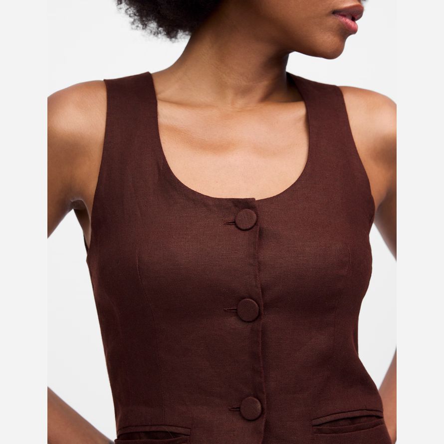 madewell leinen scoopneck cutaway womens vest-schokolade