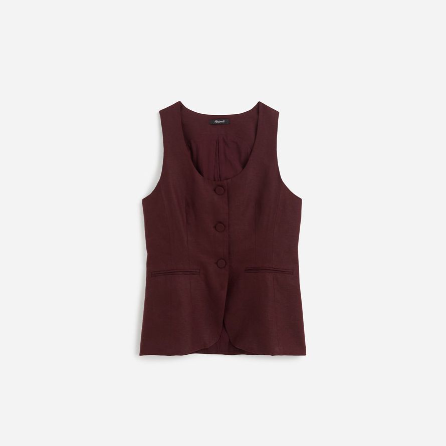 madewell leinen scoopneck cutaway womens vest-schokolade